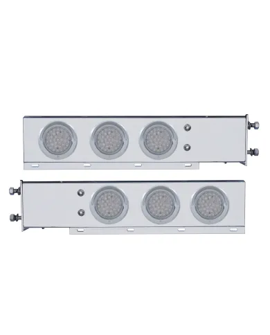 UP61678-3-3/4" Bolt Pattern Deluxe SS Spring Loaded Bar W/6X 36 LED 4" Light & Visors -Red LED/Clear Lens (Pair)