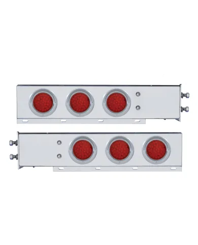 UP61679-2.5" Bolt Pattern Chrome Spring Loaded Bar W/6X 36 LED 4" Lights & Visors -Red LED & Lens (Pair)