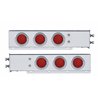 UP61679-2.5" Bolt Pattern Chrome Spring Loaded Bar W/6X 36 LED 4" Lights & Visors -Red LED & Lens (Pair)