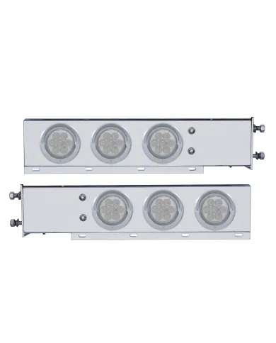 UP61731-2.5" Bolt Pattern SS Spring Loaded Bar With 6X 4" 7 LED Lights & Visors -Red LED/Clear Lens (Pair)