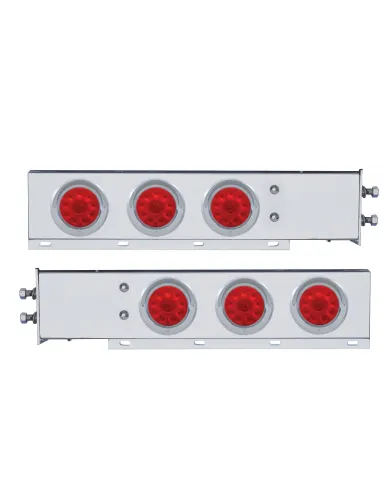 UP61732-2" Bolt Pattern SS Spring Loaded Bar With 6X 4" 10 LED Lights & Visors -Red LED & Lens (Pair)