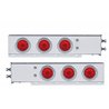 UP61732-2" Bolt Pattern SS Spring Loaded Bar With 6X 4" 10 LED Lights & Visors -Red LED & Lens (Pair)