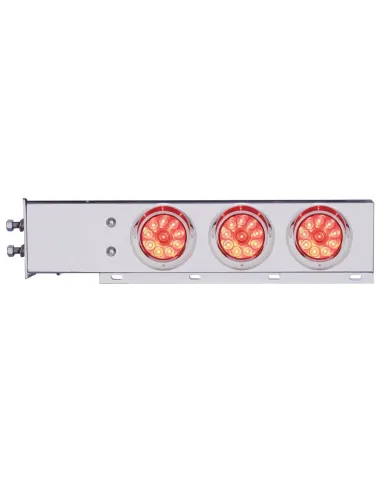 UP61732-2" Bolt Pattern SS Spring Loaded Bar With 6X 4" 10 LED Lights & Visors -Red LED & Lens (Pair)