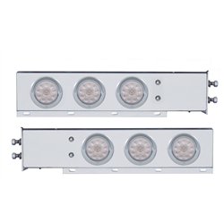 UP61733-2" Bolt Pattern SS Spring Loaded Bar With 6X 4" 10 LED Lights & Visors -Red LED/Clear Lens (Pair)