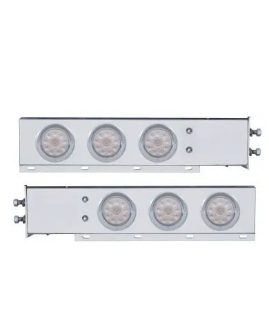 UP61733-2" Bolt Pattern SS Spring Loaded Bar With 6X 4" 10 LED Lights & Visors -Red LED/Clear Lens (Pair)