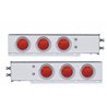 UP61734-2" Bolt Pattern Stainless Spring Loaded Light Bar With 6X 4" 7 LED Lights & Visors - Red LED/Red Lens (Pair)