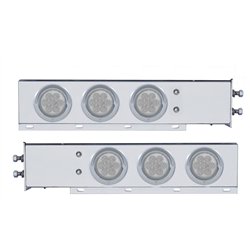 UP61735-2" Bolt Pattern SS Spring Loaded Bar With 6X 4" 7 LED Lights & Visors -Red LED/Clear Lens (Pair)