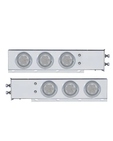 UP61735-2" Bolt Pattern SS Spring Loaded Bar With 6X 4" 7 LED Lights & Visors -Red LED/Clear Lens (Pair)