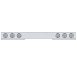 UP61737-Chrome 1 Piece Rear Light Bar With Six 7 LED 4" Reflector Lights & Visors - Red LED/Clear Lens