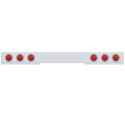 UP61738-Stainless 1 Piece Rear Light Bar With 6X 7 LED 4" Reflector Lights & Visors - Red LED/Red Lens
