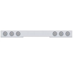 UP61739-Stainless 1 Piece Rear Light Bar With 6X 7 LED 4" Reflector Lights & Visors - Red LED/Clear Lens