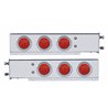 UP61748-3-3/4" Bolt Pattern Deluxe SS Spring Loaded Bar W/6X 7 Red LED 4" Reflector Light & Visors -Red Lens (Pair)