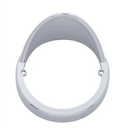 UP30518-Chrome Plastic Cab Light Bezel With Visor For United Pacific Watermelon And Beehive Style Lights