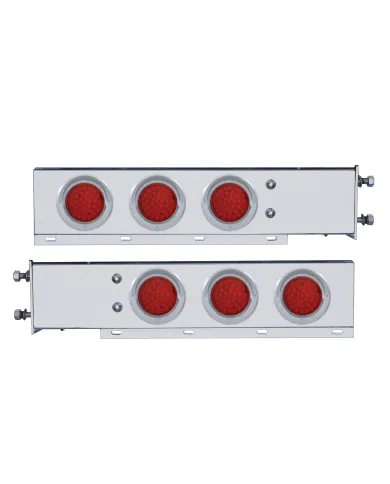 UP61802-2.5" Bolt Pattern SS Spring Loaded Bar With 6X 36 LED 4" Lights & Visors -Red LED & Lens (Pair)