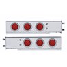 UP61802-2.5" Bolt Pattern SS Spring Loaded Bar With 6X 36 LED 4" Lights & Visors -Red LED & Lens (Pair)