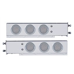 UP61803-2.5" Bolt Pattern SS Spring Loaded Bar With 6X 36 LED 4" Lights & Visors -Red LED/Clear Lens (Pair)