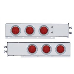 UP61804-2" Bolt Pattern SS Spring Loaded Bar With 6X 36 LED 4" Lights & Visors -Red LED & Lens (Pair)