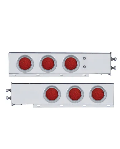UP61804-2" Bolt Pattern SS Spring Loaded Bar With 6X 36 LED 4" Lights & Visors -Red LED & Lens (Pair)