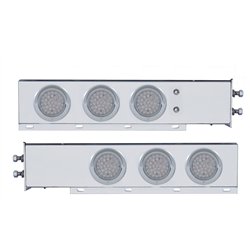 UP61805-2" Bolt Pattern SS Spring Loaded Bar With 6X 36 LED 4" Lights & Visors -Red LED/Clear Lens (Pair)