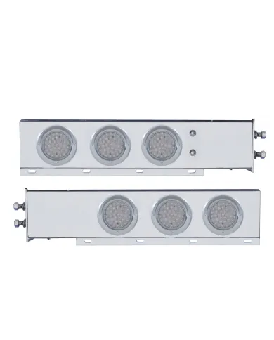 UP61805-2" Bolt Pattern SS Spring Loaded Bar With 6X 36 LED 4" Lights & Visors -Red LED/Clear Lens (Pair)
