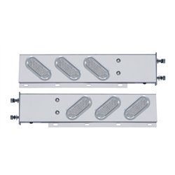 UP61807-3-3/4" Bolt Pattern SS Spring Loaded Bar With 6" Oval 19 LED Lights & Visors -Red LED/Clear Lens (Pair)