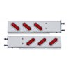 UP62300-3-3/4" Bolt Pattern SS Spring Loaded Bar With 6 Oval 10 LED Lights & Bezel -Red LED & Lens (Pair)