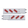 UP62302-3-3/4" Bolt Pattern SS Spring Loaded Bar With 6 Oval 12 LED Lights & Bezel -Red LED & Lens (Pair)