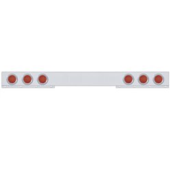 UP62411-Chrome 1 Piece Rear Light Bar With Six 12 LED 4" Reflector Lights & Bezels - Red LED/Red Lens