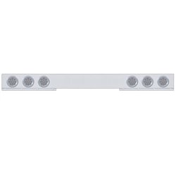 UP62412-Chrome 1 Piece Rear Light Bar With Six 12 LED 4" Reflector Lights & Bezels - Red LED/Clear Lens