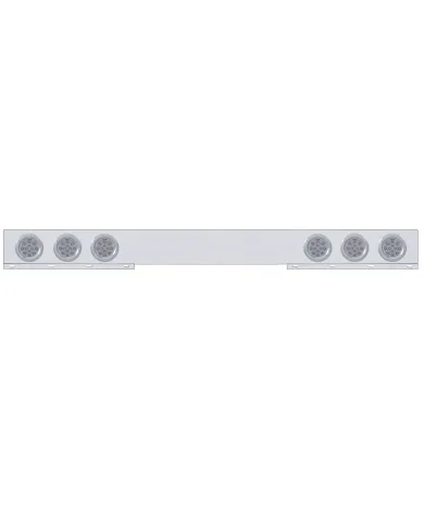 UP62412-Chrome 1 Piece Rear Light Bar With Six 12 LED 4" Reflector Lights & Bezels - Red LED/Clear Lens