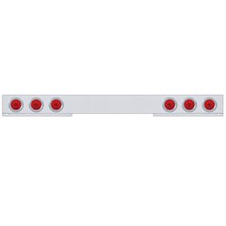 UP62413-Chrome 1 Piece Rear Light Bar With Six 10 LED 4" Lights & Bezels - Red LED/Red Lens