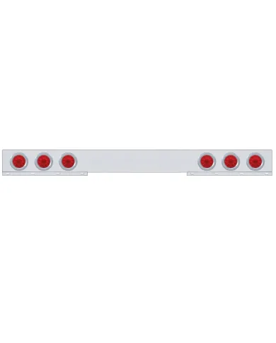 UP62413-Chrome 1 Piece Rear Light Bar With Six 10 LED 4" Lights & Bezels - Red LED/Red Lens