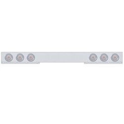 UP62414-Chrome 1 Piece Rear Light Bar With Six 10 LED 4" Lights & Bezels - Red LED/Clear Lens
