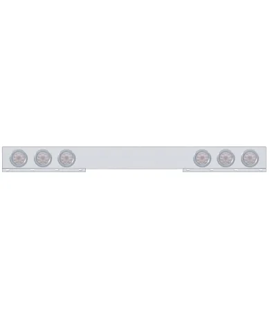 UP62414-Chrome 1 Piece Rear Light Bar With Six 10 LED 4" Lights & Bezels - Red LED/Clear Lens