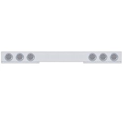 UP62420-Stainless 1 Piece Rear Light Bar With 6X 12 LED 4" Reflector Lights & Bezels - Red LED/Clear Lens