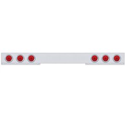 UP62421-Stainless 1 Piece Rear Light Bar With 6X 10 LED 4" Lights & Bezels - Red LED/Red Lens