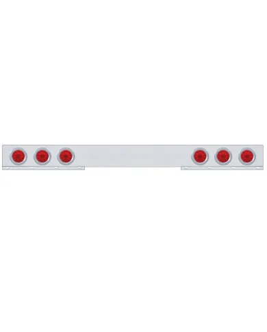 UP62421-Stainless 1 Piece Rear Light Bar With 6X 10 LED 4" Lights & Bezels - Red LED/Red Lens