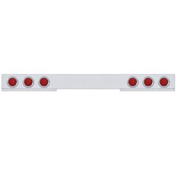 UP62647-Chrome 1 Piece Rear Light Bar With Six 36 LED 4" Lights & Bezels - Red LED/Red Lens