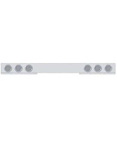 UP62648-Chrome 1 Piece Rear Light Bar With Six 36 LED 4" Lights & Bezels - Red LED/Clear Lens