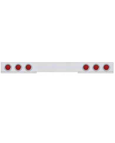 UP62649-Stainless 1 Piece Rear Light Bar With 6X 36 LED 4" Lights & Bezels - Red LED/Red Lens
