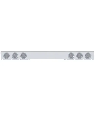 UP62650-Stainless 1 Piece Rear Light Bar With 6X 36 LED 4" Lights & Bezels - Red LED/Clear Lens