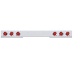 UP62776-Chrome 1 Piece Rear Light Bar With Six 7 LED 4" Reflector Lights & Bezels - Red LED/Red Lens