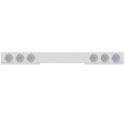 UP62777-Chrome 1 Piece Rear Light Bar With Six 7 LED 4" Reflector Lights & Bezels - Red LED/Clear Lens