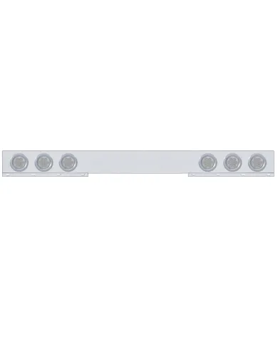 UP62777-Chrome 1 Piece Rear Light Bar With Six 7 LED 4" Reflector Lights & Bezels - Red LED/Clear Lens