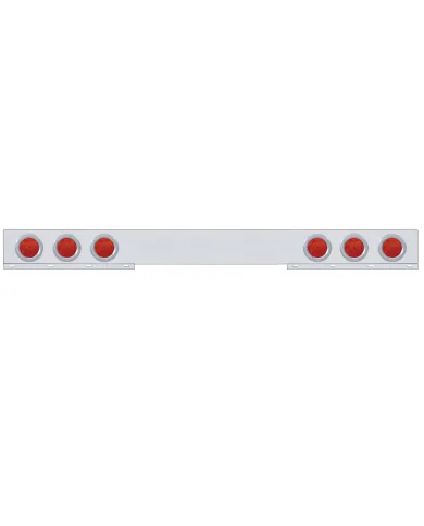 UP62778-Stainless 1 Piece Rear Light Bar With 6X 7 LED 4" Reflector Lights & Bezels - Red LED/Red Lens