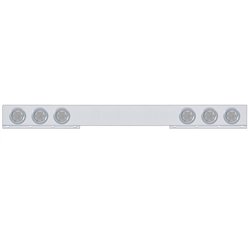 UP62779-Stainless 1 Piece Rear Light Bar With 6X 7 LED 4" Reflector Lights & Bezels - Red LED/Clear Lens