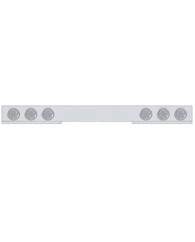 UP62779-Stainless 1 Piece Rear Light Bar With 6X 7 LED 4" Reflector Lights & Bezels - Red LED/Clear Lens