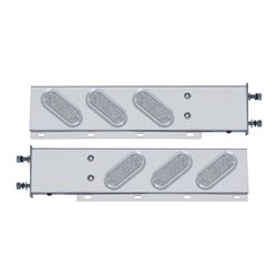 UP62807-3-3/4" Bolt Pattern SS Spring Loaded Bar With 6" Oval 19 LED Lights & Bezel -Red LED/Clear Lens (Pair)