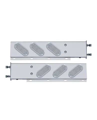 UP62807-3-3/4" Bolt Pattern SS Spring Loaded Bar With 6" Oval 19 LED Lights & Bezel -Red LED/Clear Lens (Pair)