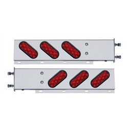 UP63300-3-3/4" Bolt Pattern SS Spring Loaded Bar With 6 Oval 10 LED Lights -Red LED & Lens (Pair)